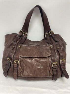 Kooba Brown Textured Leather Shoulder Bag